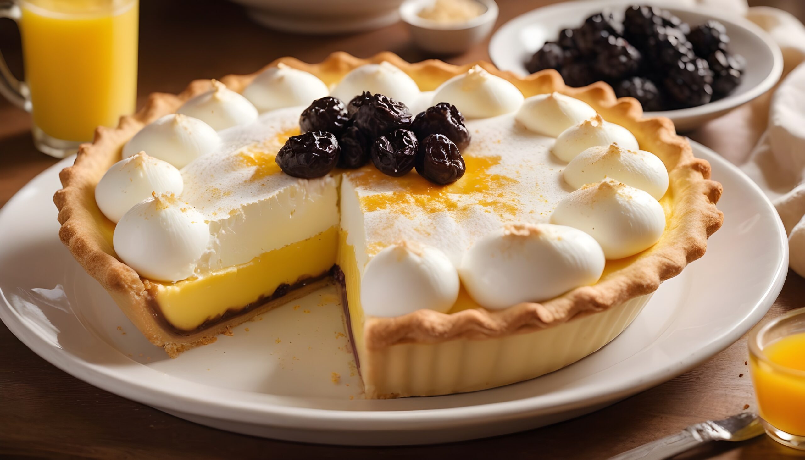 Torta de Ricota com Calda de Claras em Neve. ©Culinária de Tradição, 2024.